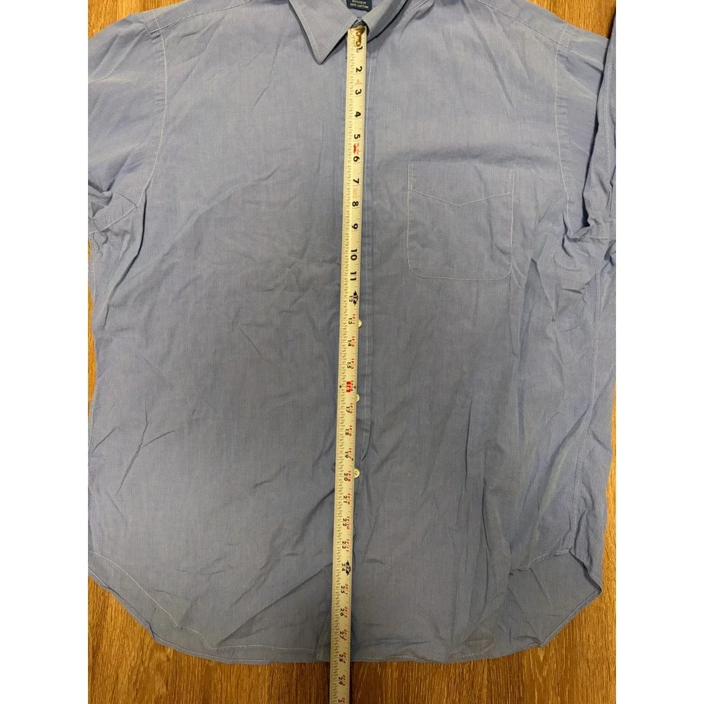 Polo Ralph Lauren Andrew Blue Micro Stripe Cotton Button Down Shirt Mens 17.5 35